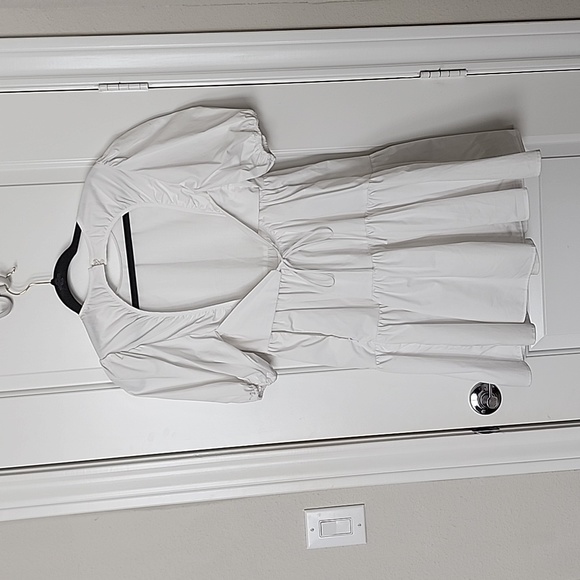 Zara White Open Back Ruffle Dress, Size Small S - Picture 2 of 5